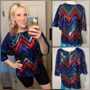 Disco Glam, VINTAGE, sequin top!!